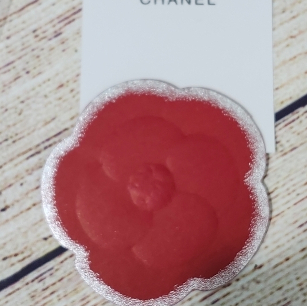 New CHANEL Red Holiday Camellia Sticker Accessory